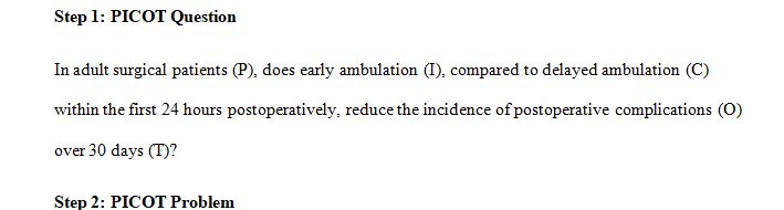 Review your problem or issue and the study materials to formulate a PICOT