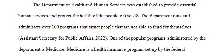 The U.S. Department of Health and Human Services (HHS) is responsible for many programs