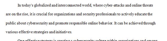 what are some effective strategies or initiatives that organizations and security professionals can undertake to raise awareness