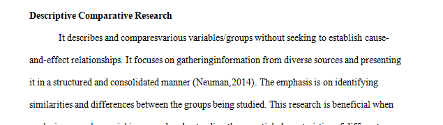 Compare and contrast descriptive and analytic comparative research. 