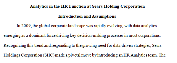 Analytics in the HR Function at Sears Holding Corporation