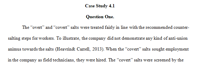 Explain how the company’s treatment of both the “covert” and “overt” salts applications for jobs compares