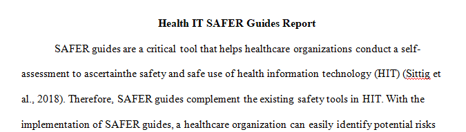 Write a 4-paper reporting your findings and reflecting on the experience of using the Health IT SAFER guides