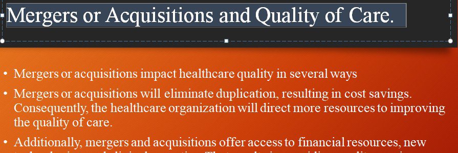 describe the quality of care and the changes that are occurring due to new regaulations