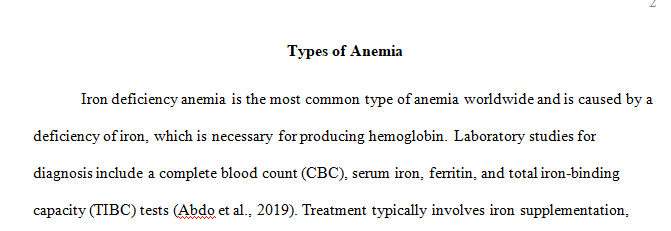 Describe all the types of anemia