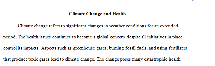 Discuss the impact of an environmental public health issue and make recommendations for policy change