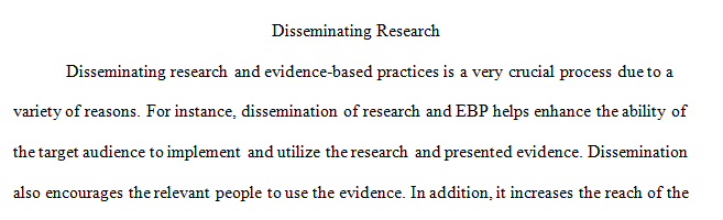 Dissemination of EBP and research