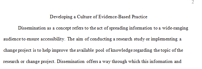 Explore strategies for disseminating EBP within your organization, community, or industry. 