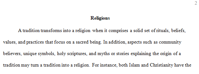 What is essential in the practices and beliefs for a tradition to be called a religion