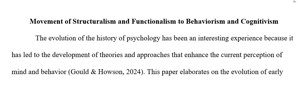 Movement of Structuralism and Functionalism to Behaviorism and Cognitivism