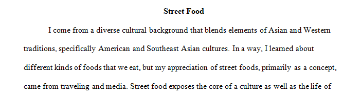 First Thoughts Toward Street Foods