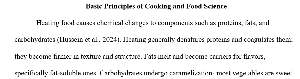 The basic principles of cooking, and food science