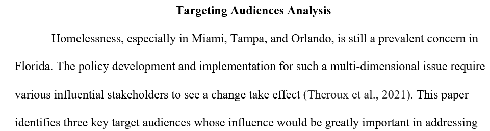 Write a 600-800 word paper that identifies the audience(s)