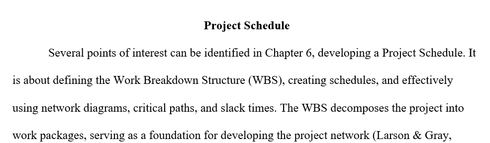 Developing a Project Schedule