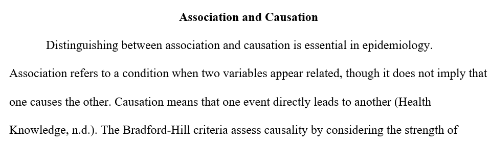 Differentiate between association and causation