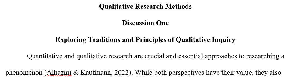 Traditions and Principles of Qualitative Inquiry