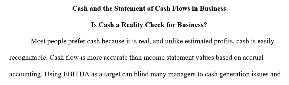 Cash and the statement of cash flows