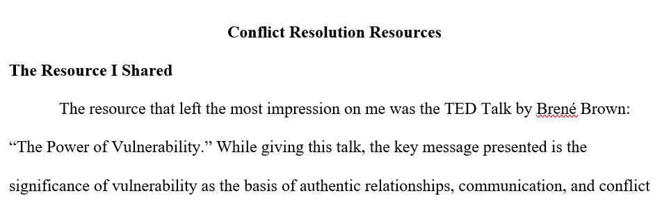 Conflict Resolution Resources