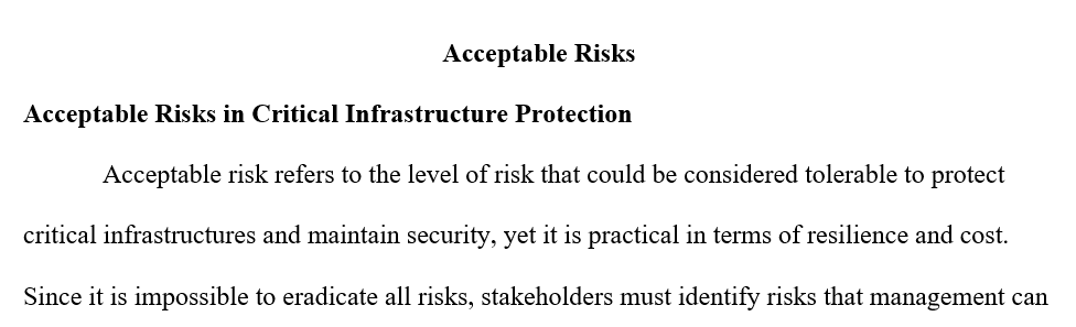 Discuss the meaning of acceptable risks