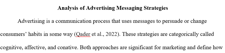Identify and analyze examples of different advertising messaging strategies
