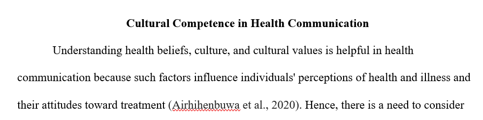 Understanding of health beliefs, culture, and cultural values